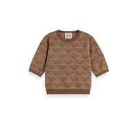 Scotch & Soda Damen Monogram Jacquard Cropped Pullover Sweater, Desert Sand, XL EU