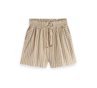 Scotch & Soda Damen Printed Linen High-Rise Shorts, Desert Sand Stripe with Lurex, XS EU