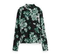 Scotch & Soda Damen T-Shirt All Over Printed Mock Neck Ls T-Shirt, Nieuw Blossom Print Park Green,L