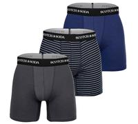 SCOTCH&SODA Herren Boxershorts, 3er Pack - Solid Cotton Stretch Grau/Blau L