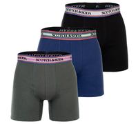 SCOTCH&SODA Herren Boxershorts, 3er Pack - Solid Cotton Stretch Schwarz/Grün S