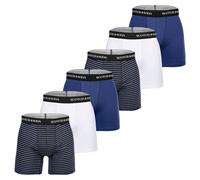 SCOTCH&SODA Herren Boxershorts, 6er Pack - Solid Cotton Stretch Blau/Weiß L