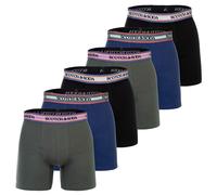 SCOTCH&SODA Herren Boxershorts, 6er Pack - Solid Cotton Stretch Schwarz/Grün L