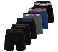SCOTCH&SODA Herren Boxershorts, 6er Pack - Solid Cotton Stretch Schwarz/Schwarz/Grün / XXL XXL Mehrfarbig