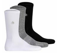 SCOTCH&SODA Herren Socken, 3er Pack - 1/2 Terry Cotton Crew, One Size, einfarbig Schwarz/Weiß/Grau 41-46