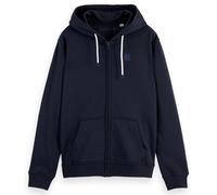 SCOTCH&SODA Herren Sweatjacke - Essential Logo Badge Zip-Through, Kapuze, Logo, Baumwolle Dunkelblau S