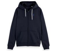 SCOTCH&SODA Herren Sweatjacke - Essential Logo Badge Zip-Through, Kapuze, Logo, Baumwolle Dunkelblau / S S Blau