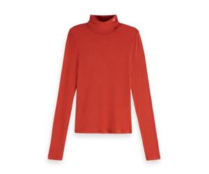 Scotch & Soda Langärmeliges Damen-T-Shirt mit Rollkragen, Ketchup U602, L