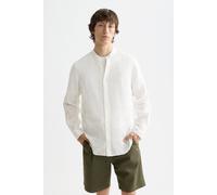 Scotch & Soda Linen Shirt Ls Stand Up Collar Off White Größe: S | Business hemden Outlet | Herren | Weiß
