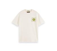Scotch & Soda Lockere Passform, gewaschenes Artwork-T-Shirt, Bright White 101, S