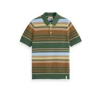 Scotch & Soda Men's Knitted Polo Shirt, Sage Green Multi Stripe, L
