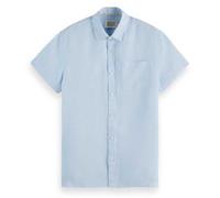 Scotch & Soda Men's Seasonal core-Short-Sleeved Regular fit Linen Shirt, Shirting Blue, S