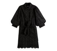 Scotch & Soda - Minikleid mit gepufften Ärmeln und Lochstickerei schwarz - Gr. - 36