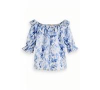 Scotch & Soda Off Shoulder Top With Ruffles Shell Batik Blue Größe: 36 | Blusen Outlet | Damen | Blau