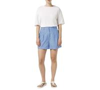 Scotch & Soda Women's High Rise Linen Printed Leinen Shorts, Blue and White Pin Stripe, M