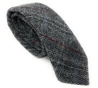 Scott and MacKenzie Harris Tweed Krawatte mit rotem Karomuster, Grau, grau, Einheitsgröße