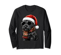 Scottish Terrier Hund Scottie Weihnachtsmannmütze Plaid Schal Schattierungen Langarmshirt