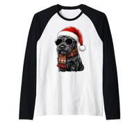 Scottish Terrier Hund Scottie Weihnachtsmannmütze Plaid Schal Schattierungen Raglan