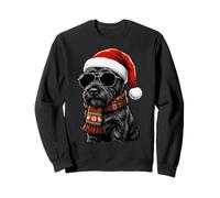 Scottish Terrier Hund Scottie Weihnachtsmannmütze Plaid Schal Schattierungen Sweatshirt