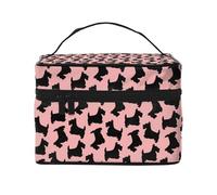 Scottish Terrier Muster Rosa Schwarz, Make-up-Tasche, Kosmetiktasche, tragbare Reise-Kulturtasche, Federmäppchen