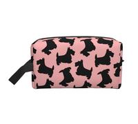 Scottish Terrier Muster Rosa Schwarz, Make-up-Tasche, Kosmetiktasche, tragbare Reise-Kulturtasche, Make-up-Tasche, Organizer