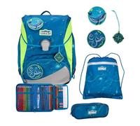 SCOUT Alpha Schulrucksack-Set 4-teilig, Softer Schulrucksack für die Grundschule 1. bis 4. Klasse - geräumig, sicher & ergonomisch, höhenverstellbar, ca. 20 l Volumen (Deep Sea)