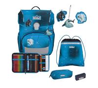 SCOUT Der echte sicherer Schulranzen, Neo Exklusiv Safety Light Polar Blue, 5er-Set, ca. 21,5 l Volumen, ca. 1.250 g Gewicht (ohne abnehmbare Elemente)