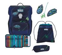 SCOUT Der echte sicherer Schulranzen, Neo Exklusiv Superflash City Lights Set 4-teilig, ca. 21,5 l Volumen, ca. 1.250 g Gewicht (ohne abnehmbare Elemente)