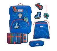 Scout Ranzen Neo Set Superflash Blue Dino, 75460303700, 4-tlg. blau, rot