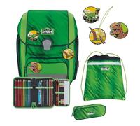 SCOUT Schulranzen Basic Genius Set 4-teilig Dino Rex grün