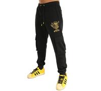 SCREENSHOT Fleece Pants 3202 Herren Streetwear Urban Fit Fleece-Hose - gestapelte Flare Sweatpants geripptes Abfallband Kordelzug, P11353-black, 3XL