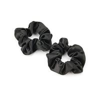 Scrunchies Haargummi Damen, 2 Stück Weiche Seide Haargummis Mädchen, Premium Satin Invisibobble Scrunchie, Haargummi Scrunchies für Lange Feine Oder Dicke Lockige Haare Mädchen (Schwarz)