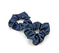 Scrunchies Haargummi Damen, 2 Stück Weiche Seide Haargummis Mädchen, Premium Satin Invisibobble Scrunchie, Haargummi Scrunchies für Lange Feine Oder Dicke Lockige Haare Mädchen (Marineblau)