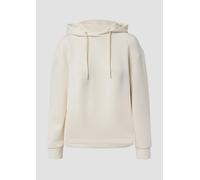 Hoodie S.OLIVER, Damen, Gr. 44, beige (ecru), Sweatware, Obermaterial: 47% Modal, 41% Polyester, 12% Elasthan, unifarben, casual, regular fit Po-bedeckend, ohne Ausschnitt, Langarm Rippbündchen, Sweat