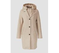 Kurzmantel S.OLIVER, Damen, Gr. 40, braun, Web, Obermaterial: 73% Polyester, 21% Viskose, 6% Elasthan, casual, regular fit knielang, Langarm, Mäntel, Abnehmbarer Einsatz und Kapuze (43423015-40) braun