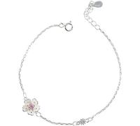 SCWZZWSY Manschette Armreifenkette, ordnungsgemäßes Silberarmband, Frauen 925 Sterling Silber Armband Einstellbarer Kirschblüten Armband Damen Silberarm Armreif