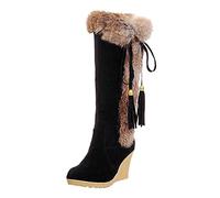 SDER Damen Langschaftstiefel Winterstiefel Damen Winterstiefel Damen Wasserdicht Gefüttert Vintage Stiefeletten Ankle Boots Damen Flach