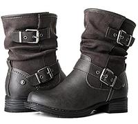 SDER Damenschuhe modischer und bequemer Herbst und Winter Gürtelschnalle seitlicher Reißverschluss mit niedrighackigen Ritterstiefeln 37-42