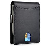 SDGBCXD Brieftasche, Herren-Geldbörse mit blockierender, zweifach gefalteter, schmaler Herren-Leder-Geldbörse Dollar-Clip, multifunktionale Geldbörse 9 Kartenfächern(Black)