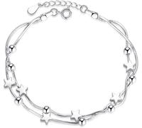 SDGBCXD, Exquisite Hand Silber Sterne Doppel Kette Armband Mode Armband Damen Silber Jewell,Armbänder