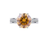 SDGBCXD Ring, 5 ct Moissanite Diamant for Frauen D Farbe VVS1 Verlobung Grün/Gelb/Rot Hochzeit(Yellow,9)