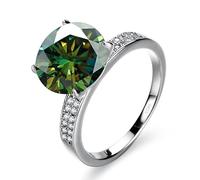 SDGBCXD Ring, 5 ct Moissanite Engagement for Frauen D Farbe VVS1 Hochzeit 925 Sterling Silber Gelb/Blau/Rosa Diamant(Darkgreen,5)
