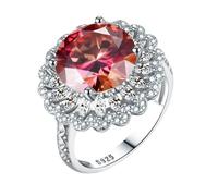 SDGBCXD Ring, 5 Karat Weiß/Rot Moissanit Verlobungsring for Frauen D Farbe VVS1 Sterling Silber Diamant Jubiläumsversprechen(Red,7)