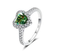 SDGBCXD Ring, Moissanit for Damen, 1 Karat, Farbe D, VVS1, 925er Sterlingsilber, Diamant, Weiß/Grün/Rosa(Green,7)