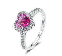 SDGBCXD Ring, Moissanit for Damen, 1 Karat, Farbe D, VVS1, 925er Sterlingsilber, Diamant, Weiß/Grün/Rosa(Pink,6)