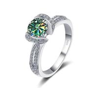SDGBCXD Ring, Moissanit-Verlobungsring for Damen, 1 Karat D-Farbe VVS1 Gelb/Blau/Rosa Diamantring(Blue Green,6)