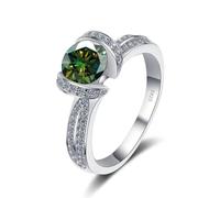 SDGBCXD Ring, Moissanit-Verlobungsring for Damen, 1 Karat D-Farbe VVS1 Gelb/Blau/Rosa Diamantring(Darkgreen,6)