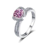 SDGBCXD Ring, Moissanit-Verlobungsring for Damen, 1 Karat D-Farbe VVS1 Gelb/Blau/Rosa Diamantring(Pink,9)