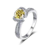 SDGBCXD Ring, Moissanit-Verlobungsring for Damen, 1 Karat D-Farbe VVS1 Gelb/Blau/Rosa Diamantring(Yellow,5)