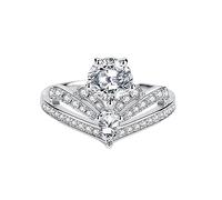 SDGBCXD Ring, Moissanite Diamant Eheringe for Frauen 1ct D Farbe Rundschliff VVS1 Krone Weiß/Blau/Rosa Verlobungsring(Pink,9)